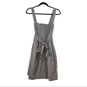 Theory Grey Button Down Belted Dress Size 6 With Pockets